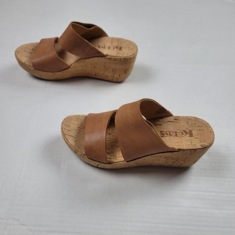 Korks Ease Platform Wedge Slide-On Leather Sandals - Picture 7 of 12
